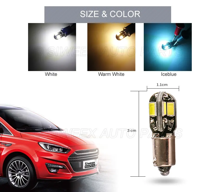 4X T4W BA9S Автомобильный светодиодный лампы 8 5730 SMD Светодиодная чтения Боковой