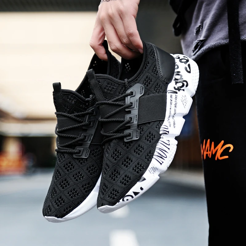 

2019 Summer Men Mesh Running Shoes Comfortable Sports Shoes Outdoor Athletic Male Trainers Breathable Plus Size 39-46 Sneakers