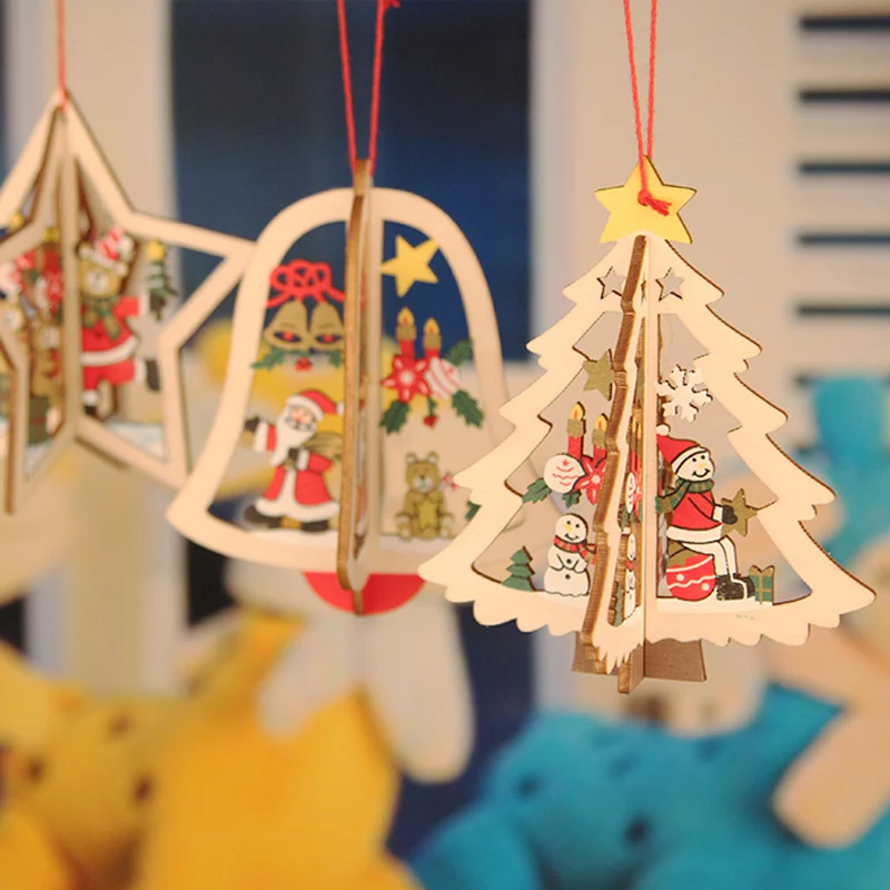 

3D colorful star bell christams tree decoration pendant christmas decoration for home window party supplies Xmas ornament
