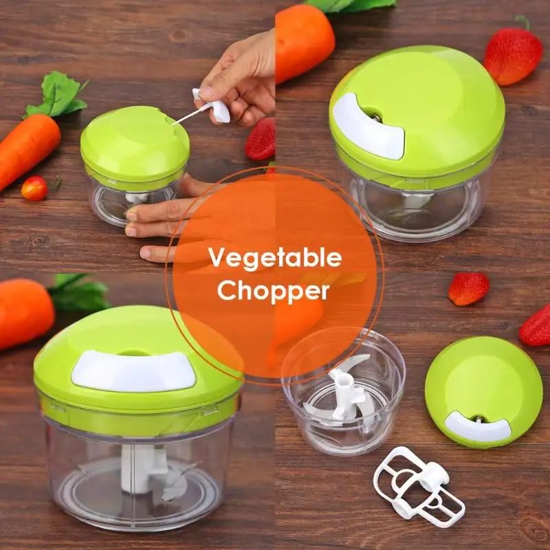 

Manual Household Vegetable Chopper Shredder Food Processor Meat Machine Manual Drawstring Mini Cutting Machine Green