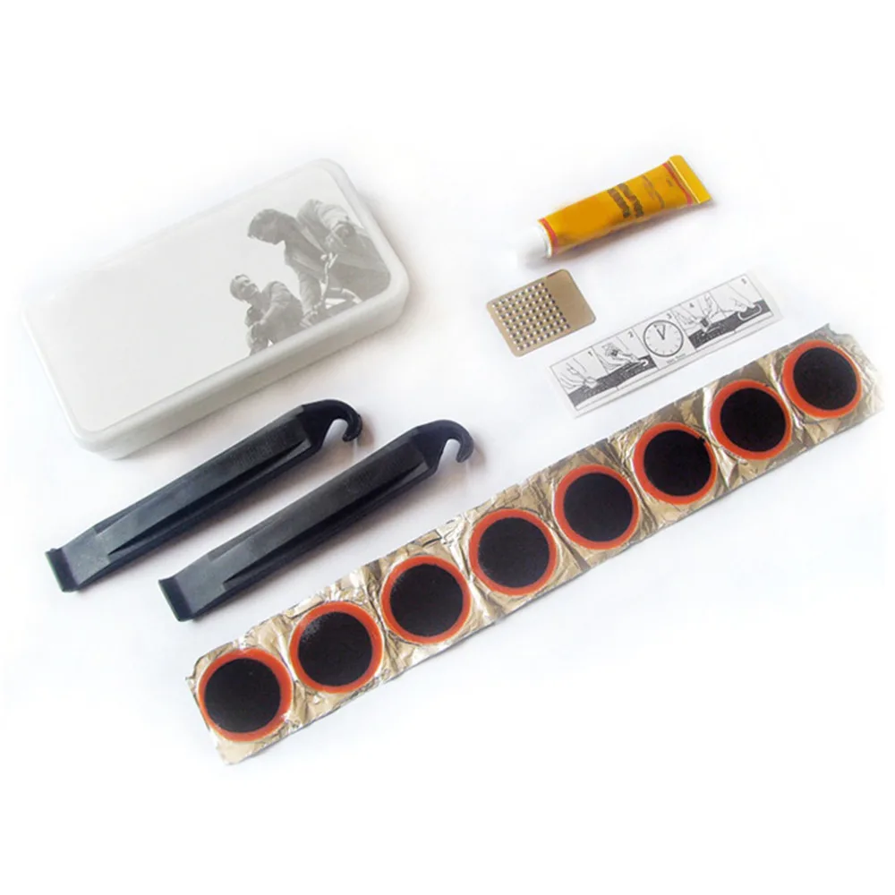 cheap 14 in 1 Bicycle Flat Tire Repair Patch Glue Lever Cement Tyre Rubber Tube Kit