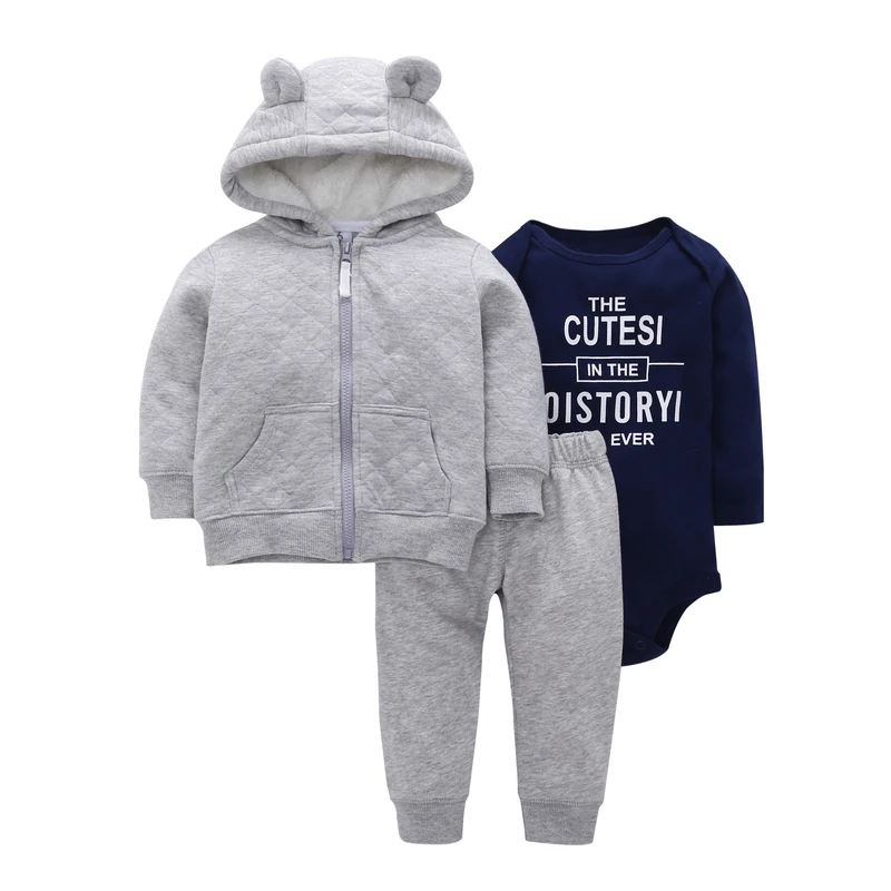 

baby boy girl outfit hooded coat+bodysuit letter print+pants infant clothing 2021 spring newborn clothes new born babies suit
