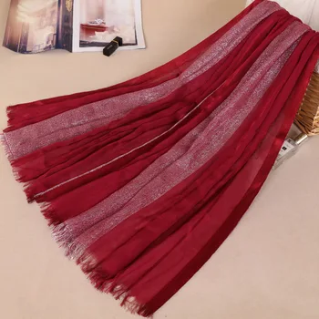 

2018 Plain Lurex Glitter Shiming Viscose Shawl Scarf High Quality Soft Wrap Pashminas Sjaal Bufandas Muslim Hijab Sjaal 180*75Cm