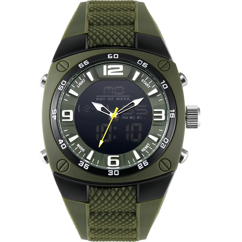 SAMEL брендовые армейские военные мужские часы, цифровые противоударные водонепроницаемые электронные часы, спортивные светодиодный наручные часы с дисплеем, мужские часы - Цвет: Green