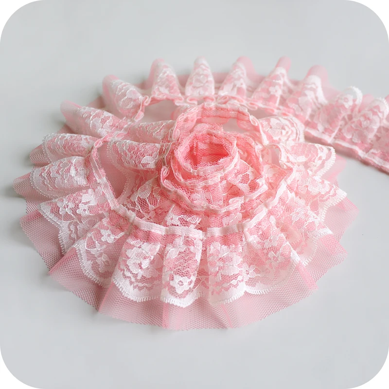 Multicolour 5cm Width Ribbon Ruffle Lace Pleated Lace Trim Flower