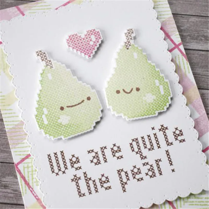 

Stitched Love Dies and Stamps Pear Metal Cutting Dies for Scrapbooking Craft Die New Embossing Stencil Card Decor