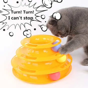 

funny toys for pet cats Cat crazy ball disk interactive three-layer turntable puzzle Play Disc Trilaminar Turntable Cat Toy ball