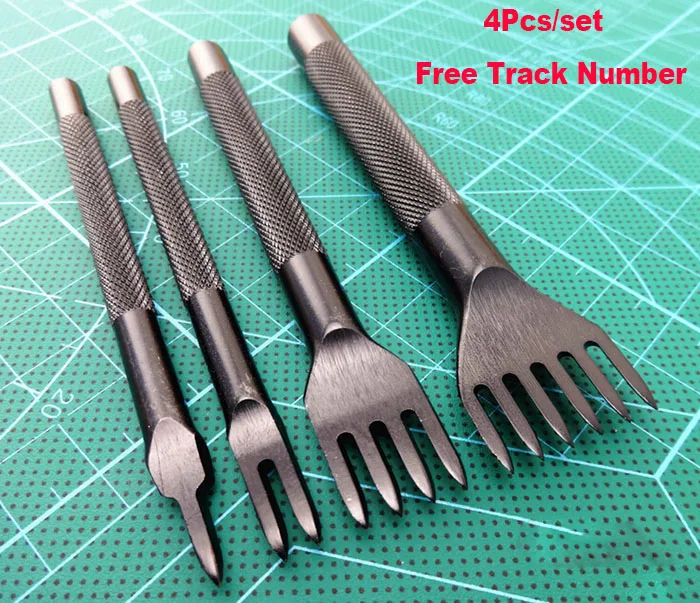 

Free Shipping 4mm 4pcs/set DIY Pro-Line Pro-Stitch Leathercraft Leather Craft Chisel Holes Leather tools Punch Tool accessories