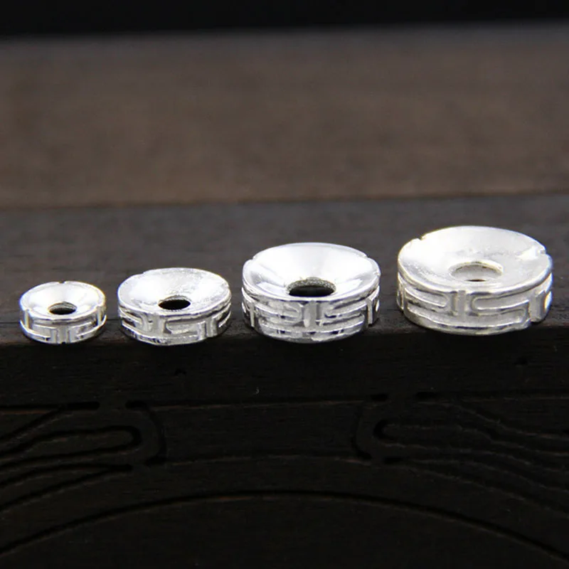 

100% 925 Sterling Silver Wheel Spacer Beads 6mm 8mm 10mm 12mm Handmade Bracelets Charm Flat Beads DIY Jewelry Making Findings