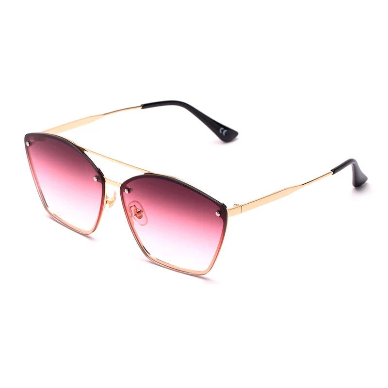 Роскошные модные солнцезащитные очки женские дизайнерские прозрачные металлические оправы Солнцезащитные очки винтажные женские негабаритные очки для резки FML - Цвет линз: rose