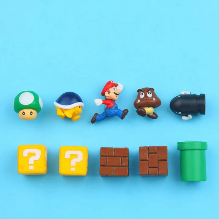 

1 Set Mini Super Mario Fridge Magnets Toys Mario Bros Mushroom Toad Tomb Toys Mario Question Brick Metal Magnets Figurine Toys