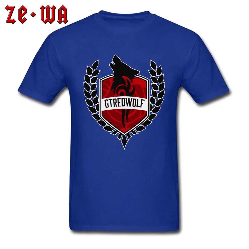 GTRedWolf Custom T Shirts for Men 100% Cotton Summer Fall T Shirt Birthday T Shirts Short Sleeve Plain O Neck Wholesale GTRedWolf  blue