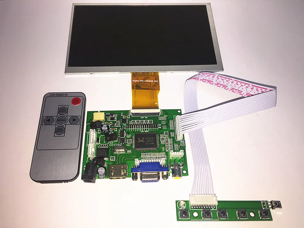 7 inch LCD Panel Digital LCD Screen and Drive Board(HDMI+VGA+2AV) for Raspberry PI Pcduino Cubieboard-(1024 x 600)Free shipping raspberry pi 7 inch lcd kit hdmi vga 2av hd lcd kit for car lcd screen vga head driven plate key remote control wiring