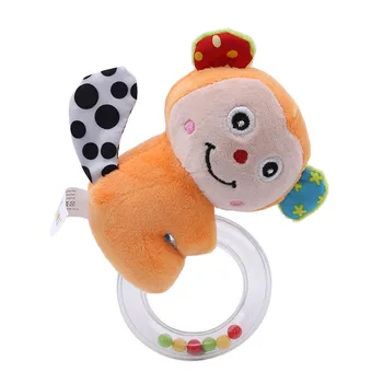 

Baby Round Rattle Toys lovely Animal Hand Bells Plush Toy Baby Kid Bed Stroller Rattle Toys