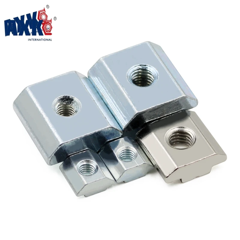 AXK 100 шт 50 20 штук 10 цинковый пластина с покрытием M3 M4 M5 M6 M8 T Block гайки для Алюминий