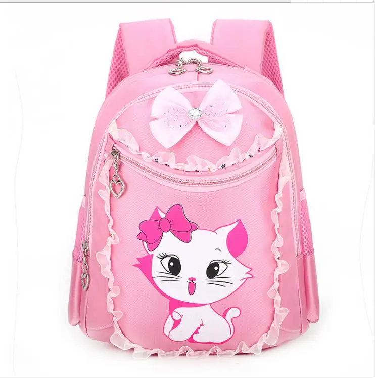 

Lovely Children school bags Girls Pink cat cartoon schoolbags Primary School Backpack Kids princess Mochilas kids sac enfant