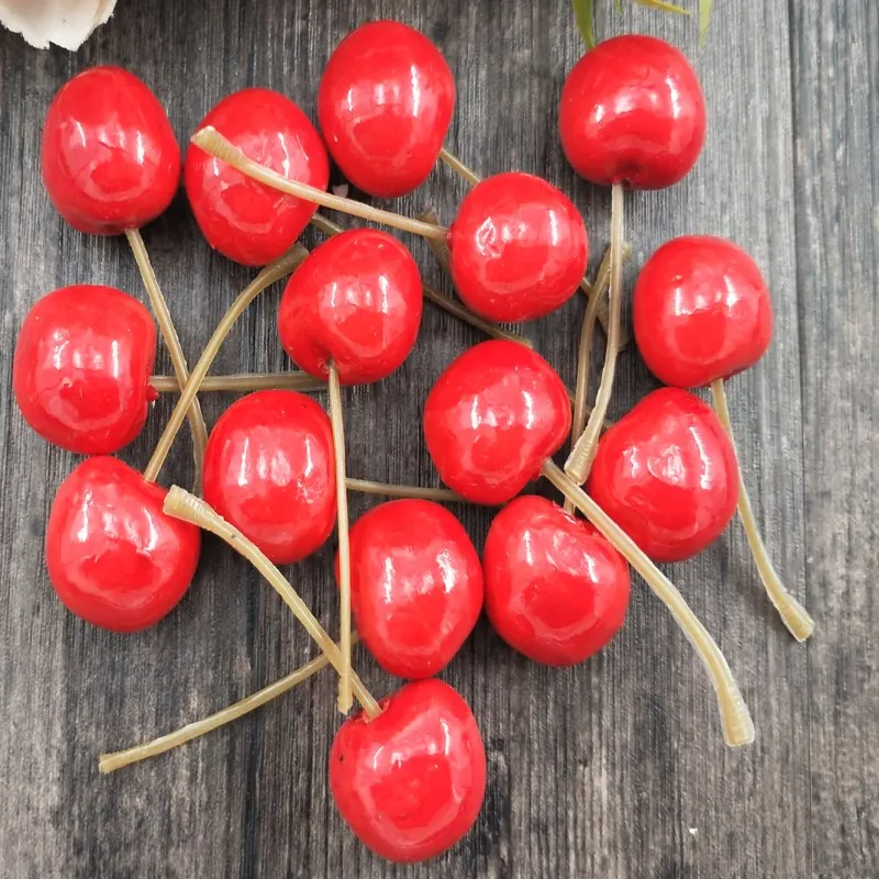 10 шт. мини моделирование фрукт из пенопласта и овощей искусственные кухонные игрушки для детей ролевые игры игрушки - Цвет: Red cherry