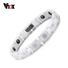 Vnox pulseras para las mujeres de cerámica blanca de moda saludable pulsera de la energía magnética 18 cm longitud de la pulsera al por mayor
