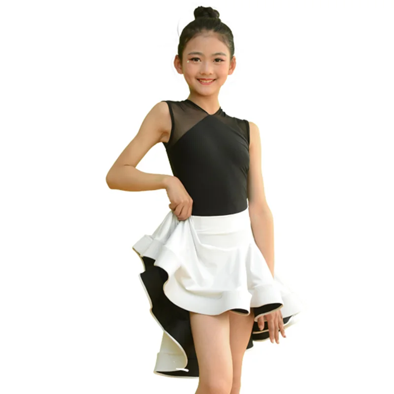 

Classic Latin Dance Costume Girls Milk Fiber Ballroom Tango Cha Cha Samba Salsa Rumba Performance Wear Practice Dresses DC2390