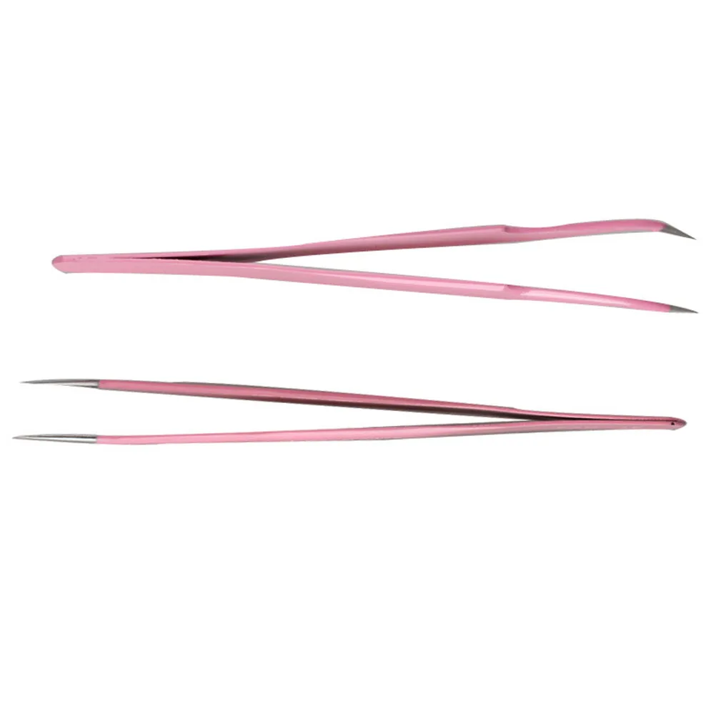 2 шт. ножницы для кутикулы прямые Изогнутые Пинцет розовый для наращивания ресниц Пинцет для дизайна ногтей Красота Инструменты