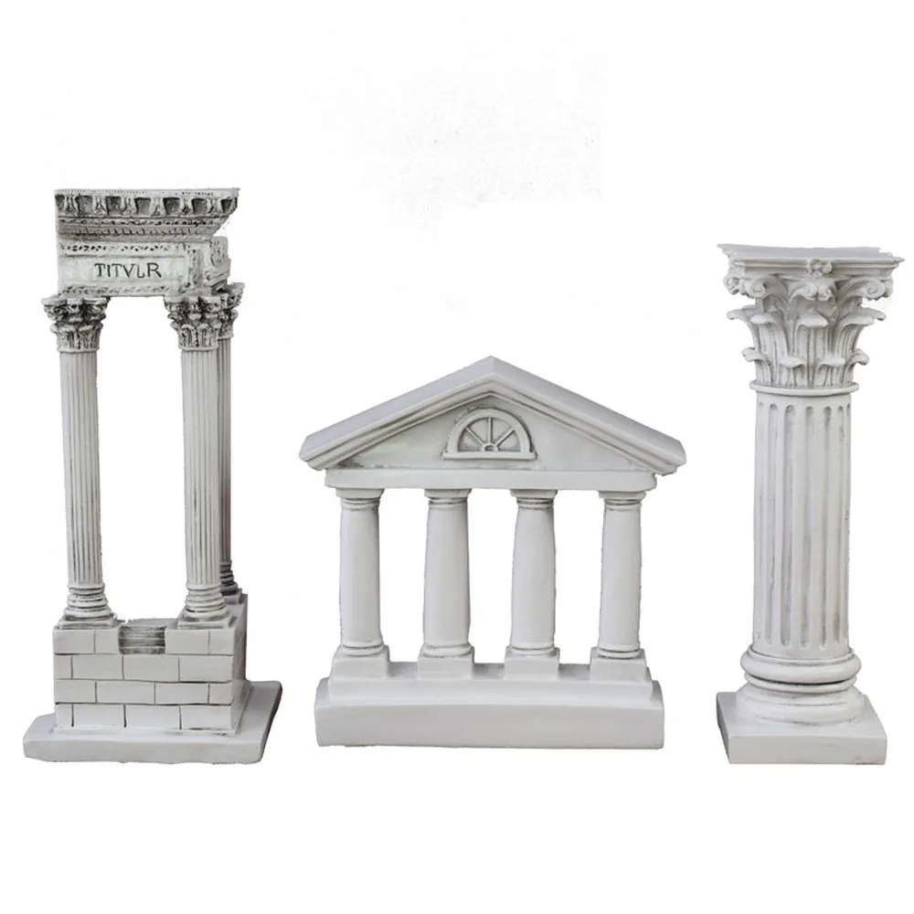 1 SET(3pcs) Ancient Greek Temple Home Decoration Decoration Model House Roman Columns