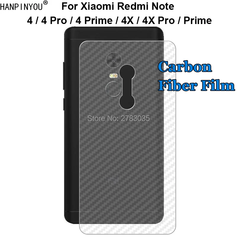 

For Xiaomi Redmi Note 4 4X Pro Prime Durable 3D Anti-fingerprint Carbon Fiber Back Film Rear Screen Protector-Not Tempered Glass