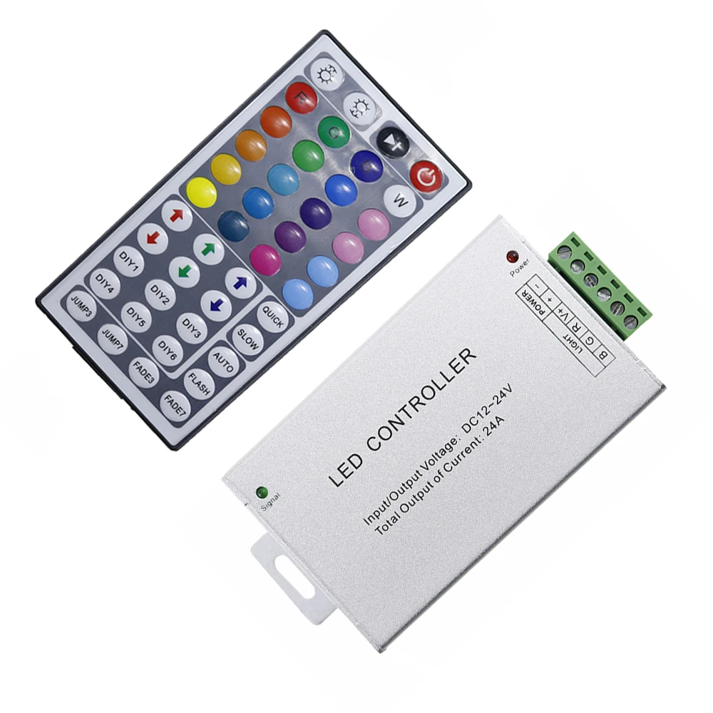 #Best 1PCS 44 Keys RGB Controller Plastic+Aluminum IR Remote Control For 5050 3528 SMD RGB LED Light Strip DC12 24V 24A JQ
