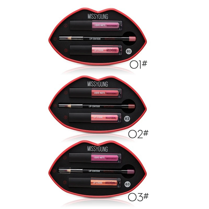 

2 + 1 Set Liquid Matte Lipstick Lips Pencil Makeup Lasting Waterproof Mate Lip Gloss Rouge Cosmetics Lip Kit