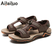 Стиль, летние мягкие мужские сандалии из натуральной кожи, обувь для мужчин, дышащие легкие пляжные повседневные качественные прогулочные сандалии 3369