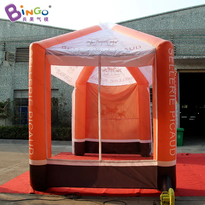  5X3X4.2 meters four pillars inflatable tent / logo printed orange color blow up tent toy tents