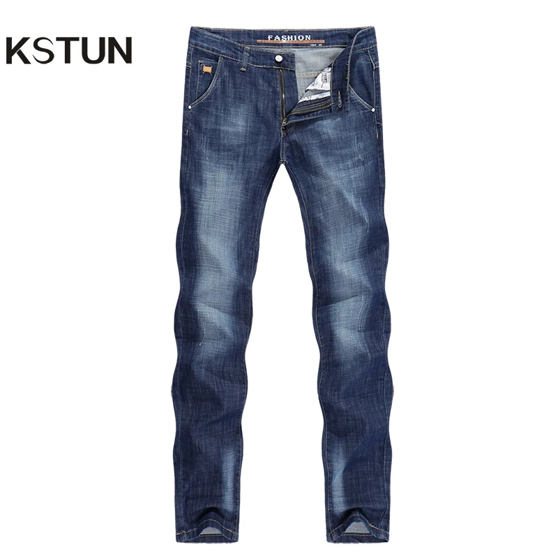 KSTUN Брендовые мужские джинсы летние ультратонкие прямые светло-голубые модные дизайнерские мужские джинсы ковбойские джинсы наивысшего качества