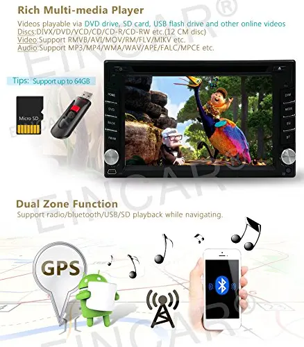 Top Eincar 2 din Android 6.0 Car DVD radio Audio GPS Navigation 2DIN Car CD headunit autoradio Car GPS wifi USB Player MAP+camera 2