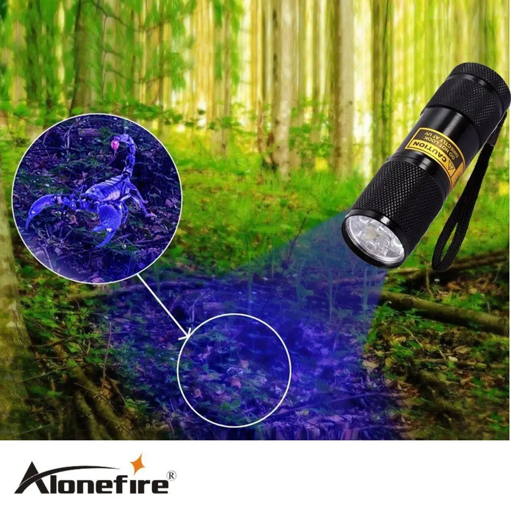 ALONEFIRE 395nm 9 Led УФ-лампа для кота собаки домашнего животного мочи деньги отель Скорпион путешествия УФ индикаторная лампа фонарик на батарейках ААА