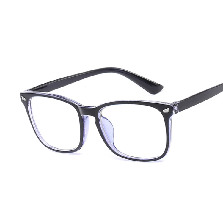 Фиолетовая оправа для очков квадратная рамка для очков прозрачные линзы женские Брендовые очки оптические оправы прозрачные заушники для очков - Цвет линз: Синий