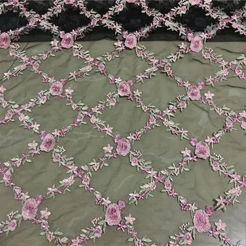 

5yard /lot New Fashion Swiss voile laces Switzerland Hot Sell black Mesh pink Embroidery African lace fabrics for dress
