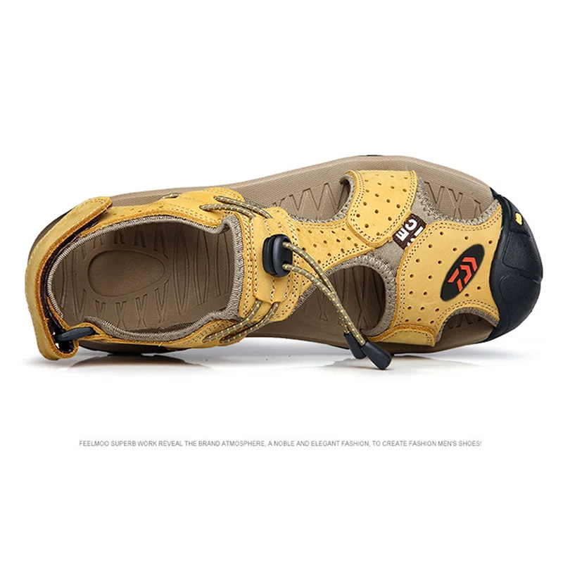 Sapatos de Água Sapatos de Pesca de Pesca Sapatos de Escalada ao ar Sandálias de Couro Verão Dawa Pesca Caminhadas Livre Sandálias Respirável 14 High Quality Esporte e Lazer