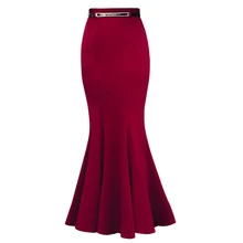 Осенне-зимняя винтажная длинная юбка-русалка, женские элегантные офисные юбки-трубы с бесплатным поясом, большие размеры 3XL