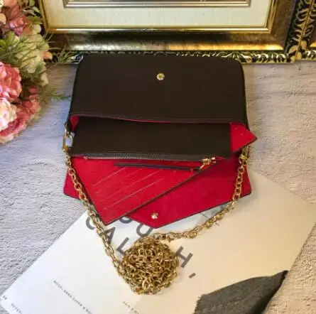 

2019 AAA high quality genuine leather Retro envelopes Chain three-piece hand bag lady single shoulder bag with yellow boxes