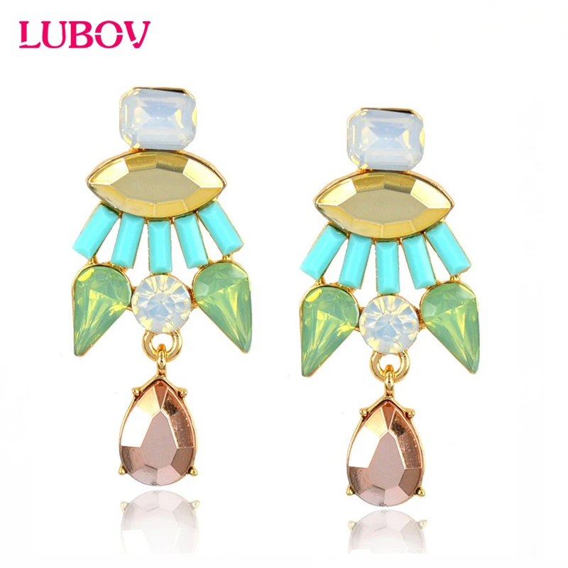

High-End Fashion Alloy Exaggerated Imitation Acrylic Earring Big European And American Tassel Earring For Women Valentine's Gift