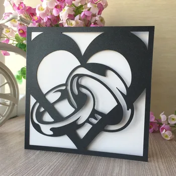 

50pcs/lot Chic Pearl Paper Invitation Card Wedding Invitations Romantic Heart Pattern Wedding Decorations Lover Gift Card