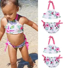 Модная детская одежда для девочек цветочный плавательный костюм без рукавов бикини Tankini Купальники Пляж одежда Купальники