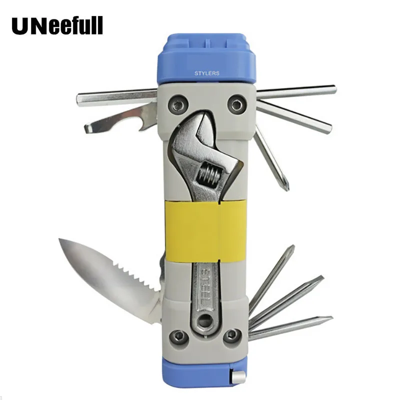 

UNeefull 11 in 1 Multi-function Tool Set With Knife ,Scissors Tape Measure LED Light, Wrench Screwdriver Household Outdoor Tools