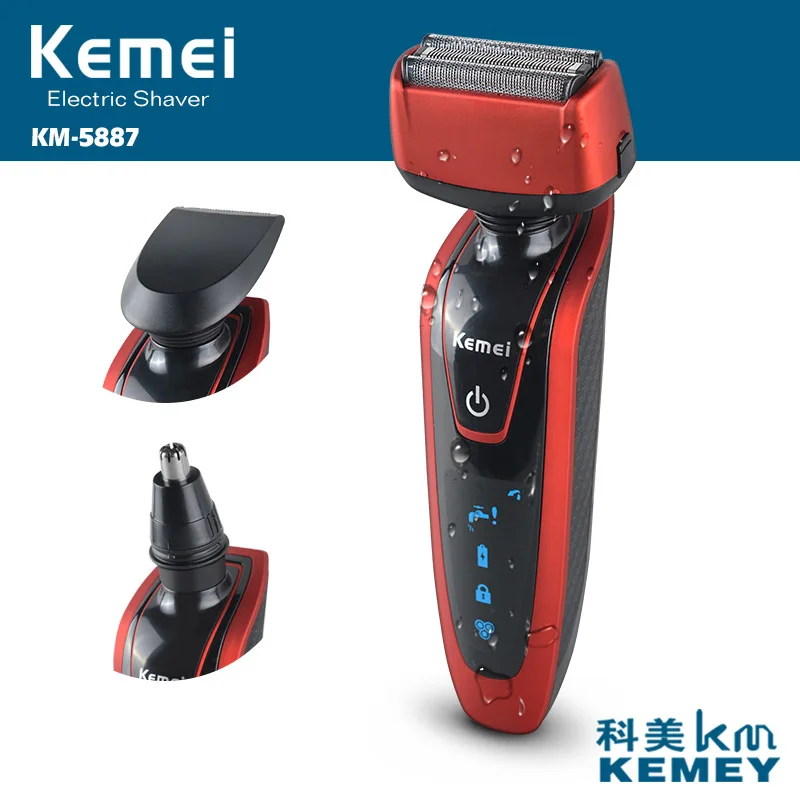 

T124 rechargeable electric shaver kemei razor beard men shaving machine nose trimmer barbeador washable 3 in 1 afeitadora hair