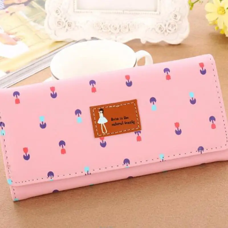 

Suqi Women Wallet Long Korean Version Small Broken Flower Color Collision Envelope Female Lady Wallet Wallet Coin Purse