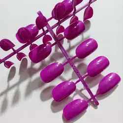 24 шт. блеск поверхности поддельные ногтей Конфеты Пурпурная роза акрил накладные ногти Короткие Размеры салон продукта