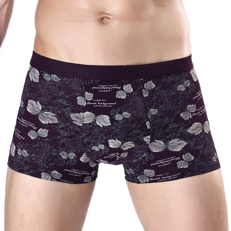 

Men's Cotton Brand Trunk Boxers Sexy Men Underwear Underpants Male Panties Shorts Convex Pouch Printed Mid-Waist Boxer