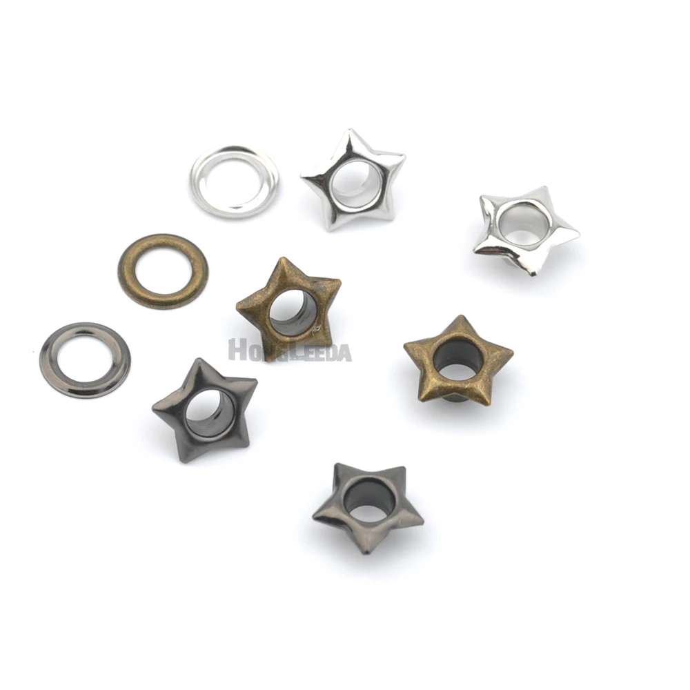150sets/lot 5mm metal brass eyelets with washer star shape metal grommets silver/black/bronze for eyelet grommet ring,eyelet grommet ring kit,grommet eyelet kit