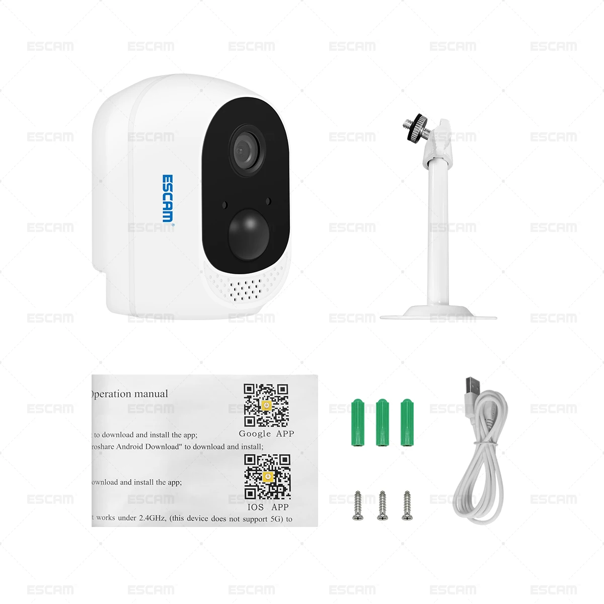 ESCAM QF230 HD 1080P 2MP IP камера безопасности P2P с батареей 10400 мАч wifi ИК PIR сигнализация ночного видения CCTV камера s