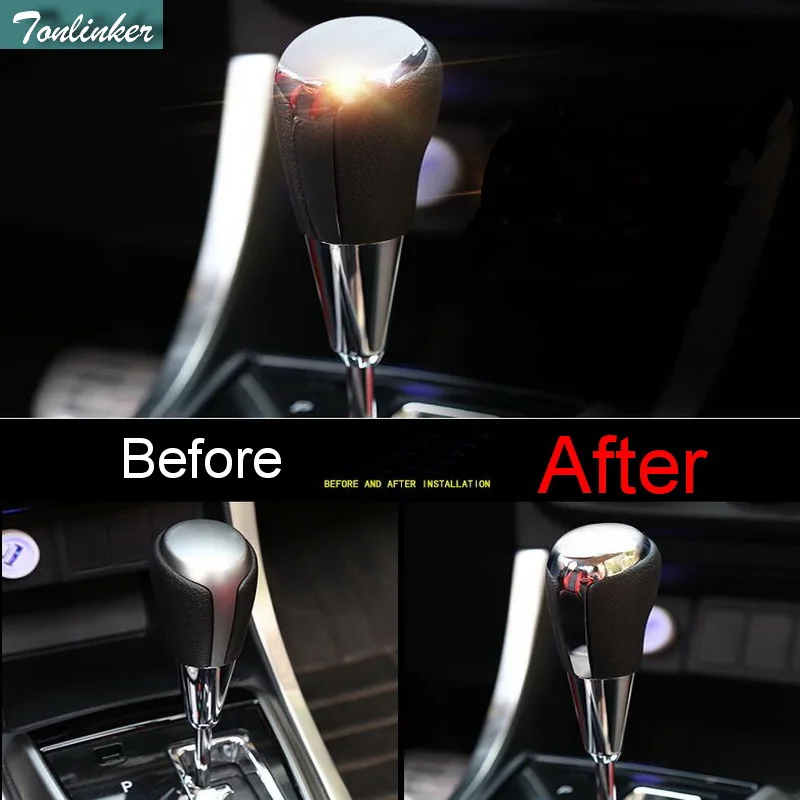 

Tonlinker 1 PCS DIY Car styling new stainless steel gear stalls sequins cover case stickers For TOYOTA Corolla Altis 2014-15
