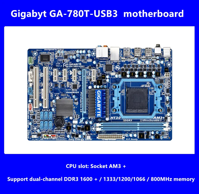 

Free shipping original motherboard for Gigabyt GA-780T-USB3 DDR3 Socket AM3+ 780T-USB3 16GB USB3.0 SATA II Desktop motherboard